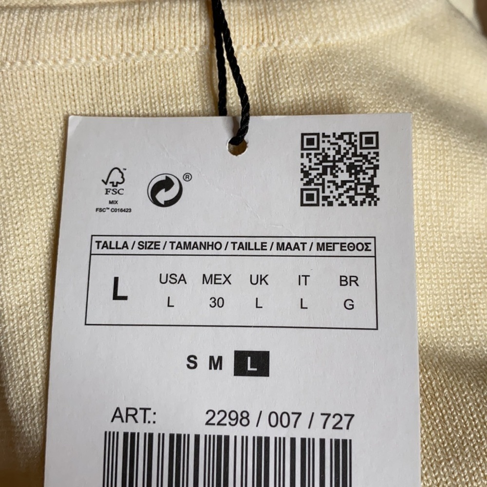 NWT. Zara Yellow Draped Knit Midi Dress. Size L. - Picture 7 of 9